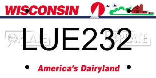 LUE232 Wisconsin License Plate