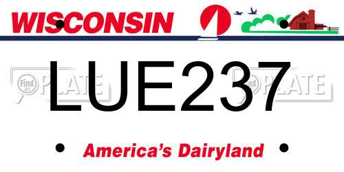 LUE237 Wisconsin License Plate