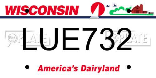LUE732 Wisconsin License Plate