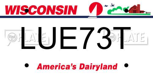 LUE73T Wisconsin License Plate