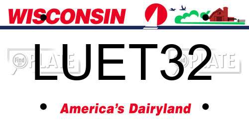 LUET32 Wisconsin License Plate