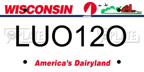 LUO12O Wisconsin License Plate
