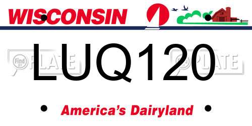 LUQ120 Wisconsin License Plate