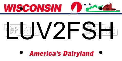 LUV2FSH Wisconsin License Plate