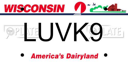 LUVK9 Wisconsin License Plate