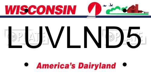 LUVLND5 Wisconsin License Plate