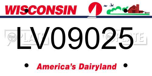 LV09025 Wisconsin License Plate