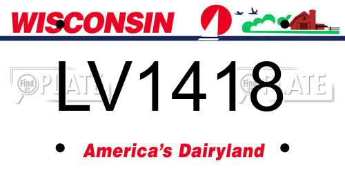 LV1418 Wisconsin License Plate