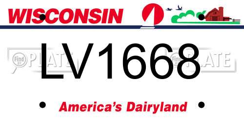 LV1668 Wisconsin License Plate