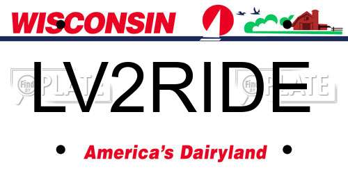 LV2RIDE Wisconsin License Plate