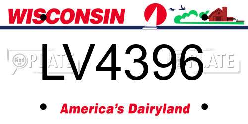 LV4396 Wisconsin License Plate