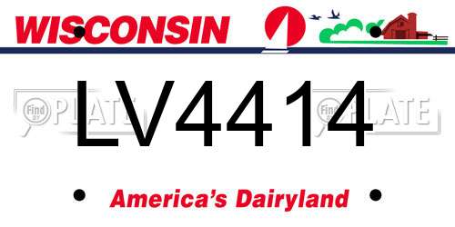LV4414 Wisconsin License Plate