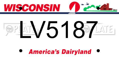 LV5187 Wisconsin License Plate