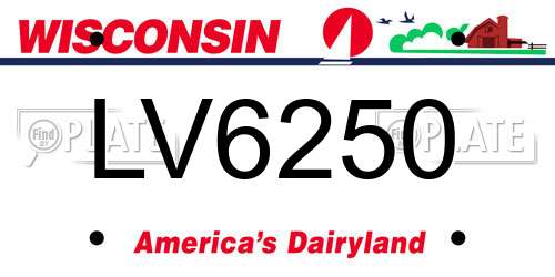 LV6250 Wisconsin License Plate