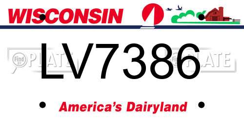 LV7386 Wisconsin License Plate