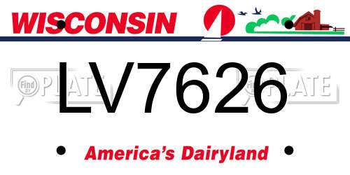 LV7626 Wisconsin License Plate