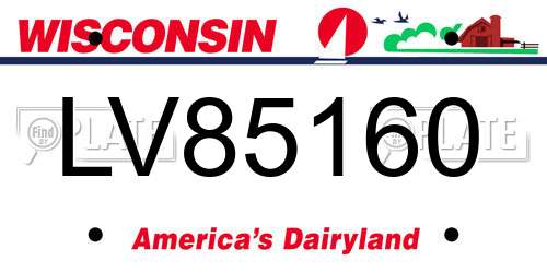 LV85160 Wisconsin License Plate