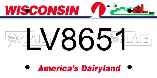 LV8651 Wisconsin License Plate