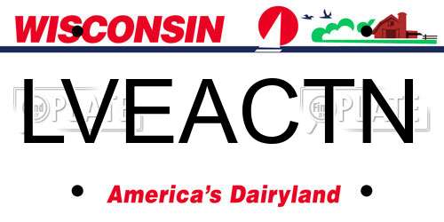LVEACTN Wisconsin License Plate