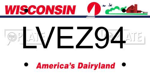 LVEZ94 Wisconsin License Plate