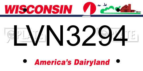 LVN3294 Wisconsin License Plate