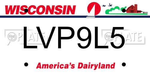 LVP9L5 Wisconsin License Plate
