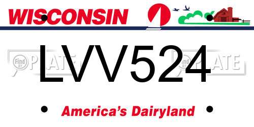 LVV524 Wisconsin License Plate