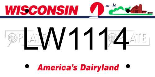 LW1114 Wisconsin License Plate