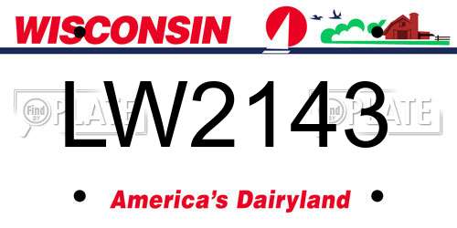 LW2143 Wisconsin License Plate