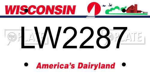 LW2287 Wisconsin License Plate