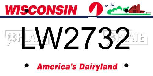 LW2732 Wisconsin License Plate