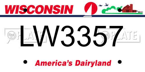 LW3357 Wisconsin License Plate