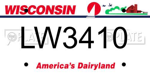 LW3410 Wisconsin License Plate