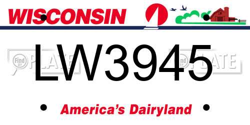 LW3945 Wisconsin License Plate