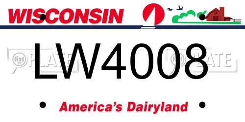 LW4008 Wisconsin License Plate