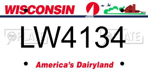 LW4134 Wisconsin License Plate