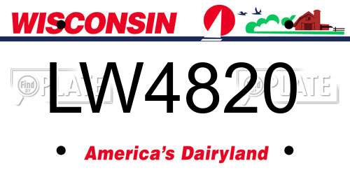 LW4820 Wisconsin License Plate