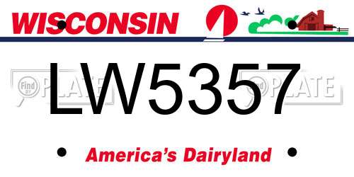 LW5357 Wisconsin License Plate