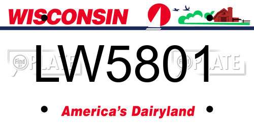 LW5801 Wisconsin License Plate