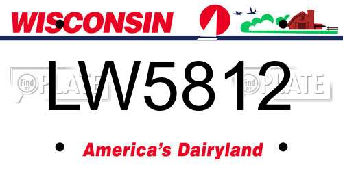 LW5812 Wisconsin License Plate