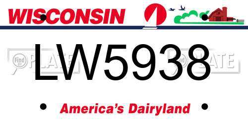 LW5938 Wisconsin License Plate