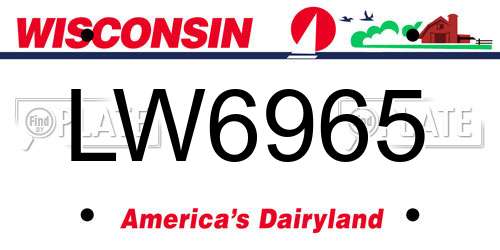 LW6965 Wisconsin License Plate