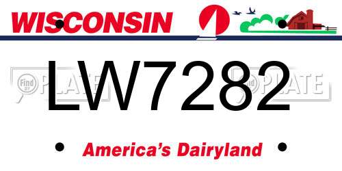LW7282 Wisconsin License Plate