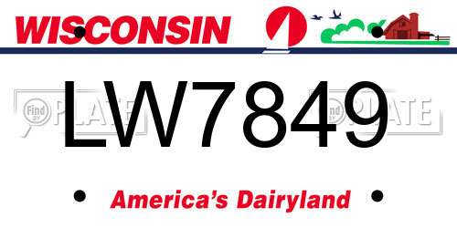 LW7849 Wisconsin License Plate