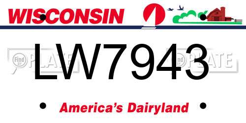 LW7943 Wisconsin License Plate