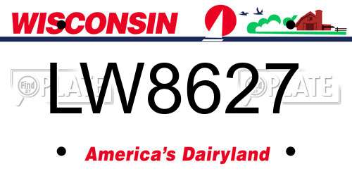 LW8627 Wisconsin License Plate