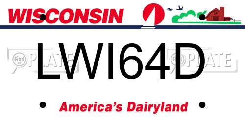 LWI64D Wisconsin License Plate