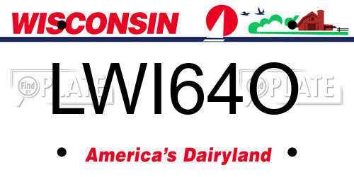 LWI64O Wisconsin License Plate