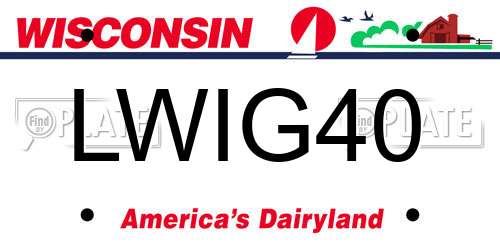 LWIG40 Wisconsin License Plate