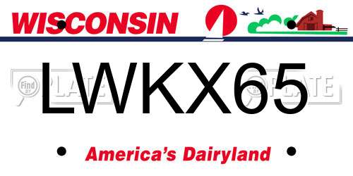 LWKX65 Wisconsin License Plate